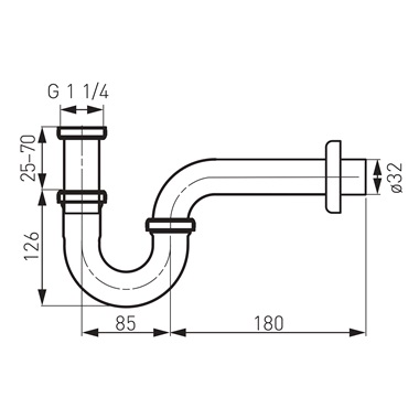 Ferro csőszifon G5/4”x32 mm, króm