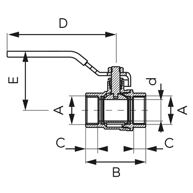 Ferro F-Power golyóscsap lapátkarral, 1 1/4" BB