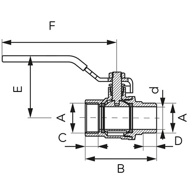 Ferro F-Power golyóscsap lapátkarral, 1 1/4" KB