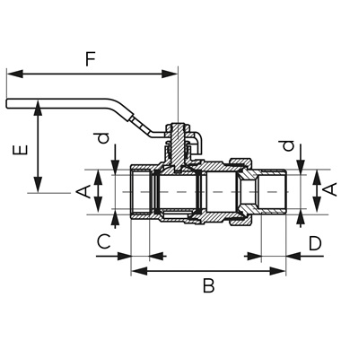 Ferro F-Power golyóscsap lapátkarral, 1 1/4" toldatos, KB