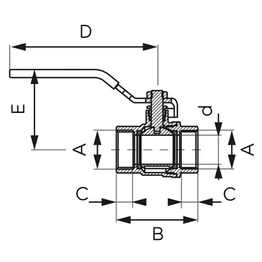 Ferro F-Power golyóscsap lapátkarral, 2 1/2" BB