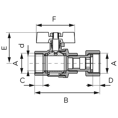 Ferro F-Power golyóscsap pillangókarral, 1/2" BB