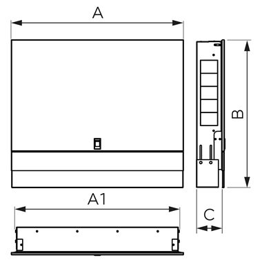 Ferro falba építhető osztószekrény,965/575-665/110-176 mm