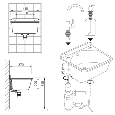 Ferro falikút 46x37 cm, fehér 