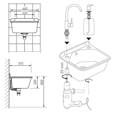Ferro falikút tartós műanyag, szürke