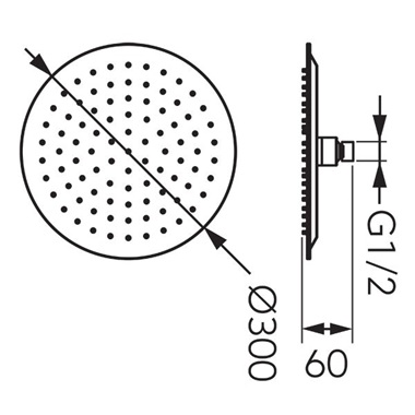 Ferro Slim fejzuhany 30 cm, matt fekete