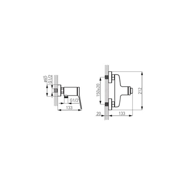 Ferro Stratos egykaros zuhany csaptelep falsíkon kívüli, fekete