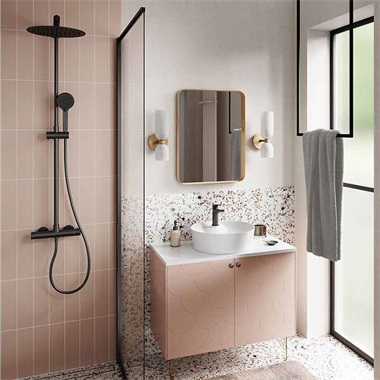 Ferro Trevi zuhanyrendszer termosztátos csapteleppel, fekete 