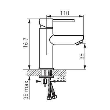 Ferro Fiesta egykaros álló mosdó csaptelep Click-Clack leeresztővel, króm