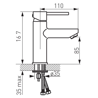 Ferro Fiesta egykaros álló mosdó csaptelep Click-Clack leeresztővel, króm