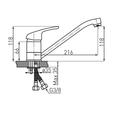 Ferro Freya egykaros konyhai csaptelep forgatható kifolyóval, homokbézs