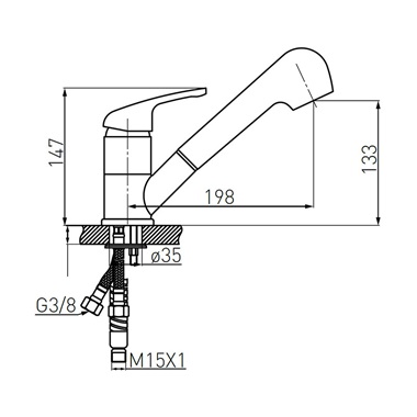 Ferro Freya konyhai csaptelep elforgatható és kihúzható zuhanyfejjel, króm, homokbézs