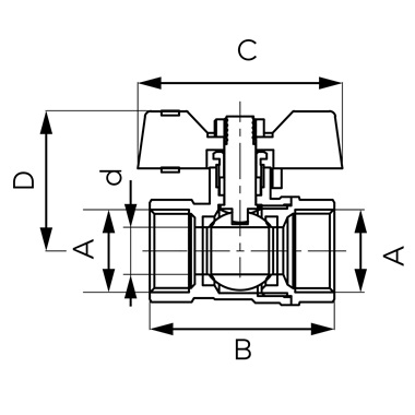 Ferro F- Comfort golyóscsap pillangókarral, 1/2", BB