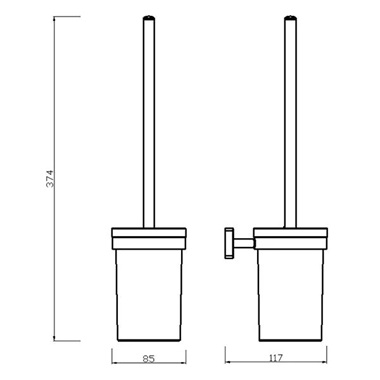 Ferro Greta falra szerelhető WC-kefe tartóval, matt fekete