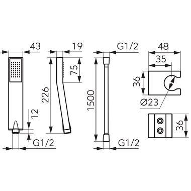Ferro Jive Gold zuhanyszett fix fali tartóval