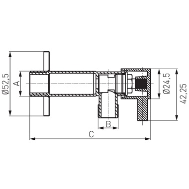 Ferro sarokcsap kerámiabetéttelés takarórozettával és fém kezelőkarral 1/2"x 3/8"