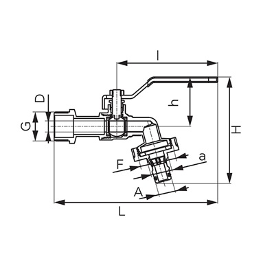 Ferro F-Comfort keri golyóscsap műanyagcsatlakozóval 1/2"