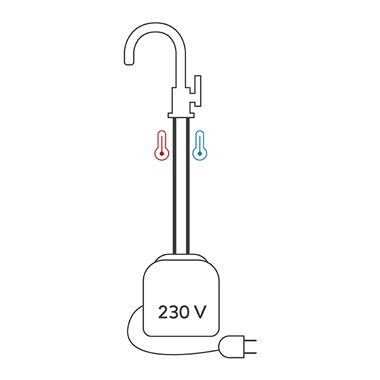 Ferro Lugio konyhai csaptelep átfolyós vízmelegítőkhöz, króm