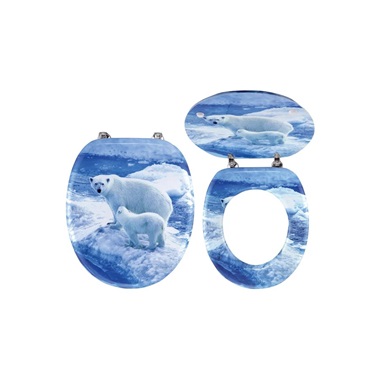 Ferro medvemintás WC ülőke fém zsanérokkal, festett MDF