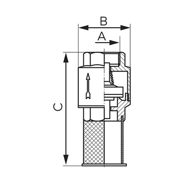 Ferro tányéros lábszelep szűrővel műanyag 3/4", B