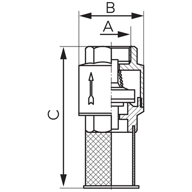 Ferro tányéros lábszelep szűrővel műanyag 5/4", B