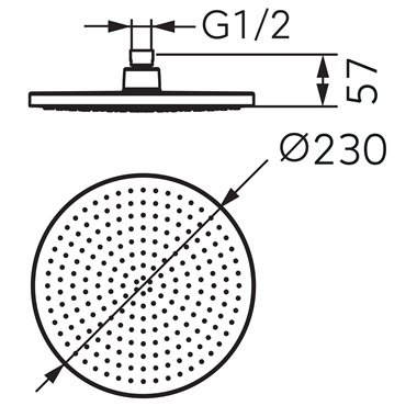 Ferro Nostris esőztető fejzuhany 230 mm, fekete