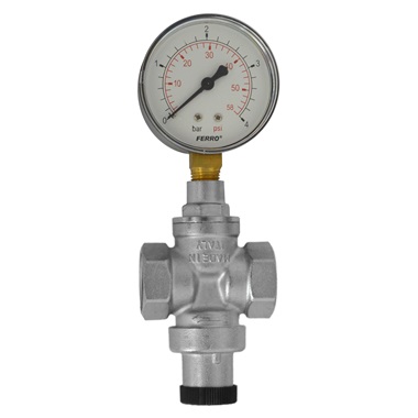 Ferro nyomáscsökkentő szelep standard 3/4", manométerrel