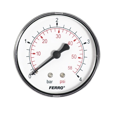 Ferro nyomásmérő hátsó csatlakozású 4 bar, 63 mm, 1/4"