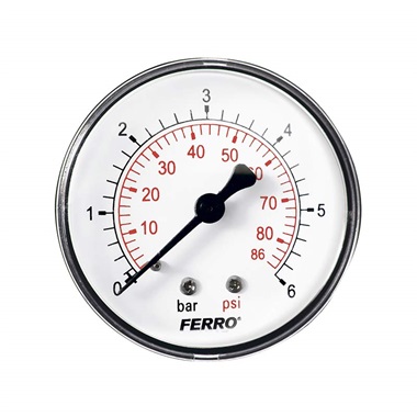 Ferro nyomásmérő hátsó csatlakozású 6 bar, 63 mm, 1/4"