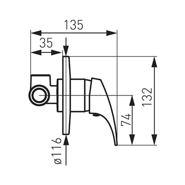 Ferro One egykaros falon belüli zuhany csaptelep, króm