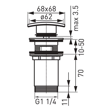 Ferro Quadro lefolyószelep 5/4" króm