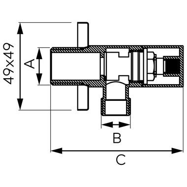 Ferro Quadro sarokszelep kerámiabetéttel G1/2"xG3/8" fekete