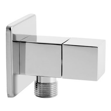 Ferro Quadro sarokcsap takarórozettával és fém, kezelőkarral, króm