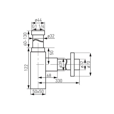 Ferro Quadro szögletes búraszifon G5/4”x32 mm