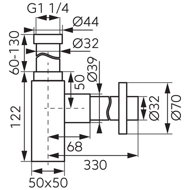 Ferro Quadro szögletes búraszifon, arany G5/4×32 mm