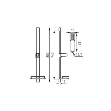 Ferro Quadro zuhanyszett 1 funkciós kézizuhannyal króm