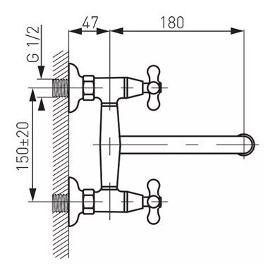 Ferro Retro fali mosogató csaptelep, króm