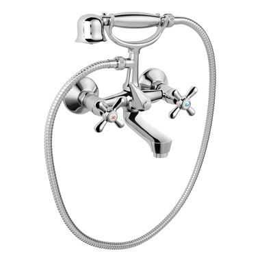 Ferro Retro kádcsaptelep zuhanyszettel, króm 