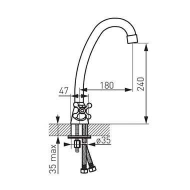Ferro Retro  konyhai csaptelep forgatható kifolyóval, króm