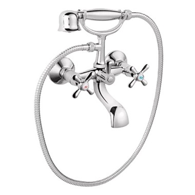 Ferro Retro New kád csaptelep zuhanyszettel, króm