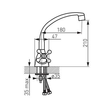 Ferro Retro New  álló konyhai csaptelep, króm
