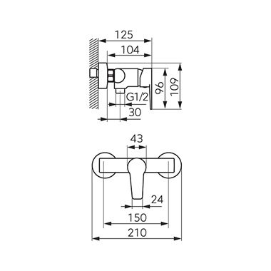 Ferro Ritto Black egykaros zuhanycsaptelep, matt fekete