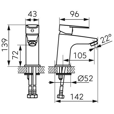 Ferro Ritto mosdó csaptelep króm
