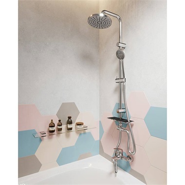 Ferro Rondo Lux zuhanyrendszer esőztető fejzuhannyal, króm