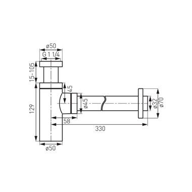  Ferro hengeres búraszifon G5/4"×32 mm, fekete