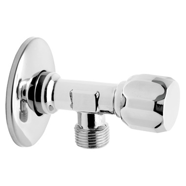 Ferro sarokszelep takarórozettával és fém kezelőkarral 1/2"x3/4"