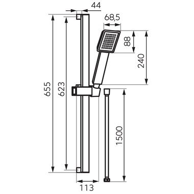 Ferro Sinus zuhanyszett 1 funkciós kézizuhannyal, fekete