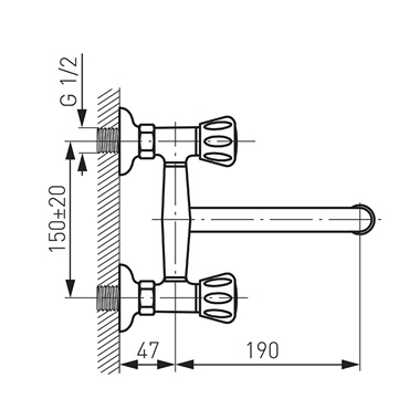 Ferro Standard kétgombos fali mosogató csaptelep, króm
