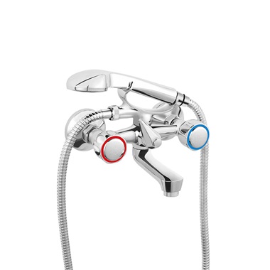 Ferro Standard kétgombos kád csaptelep zuhanyszettel, króm