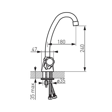 Ferro Standard álló konyhai csaptelep, króm